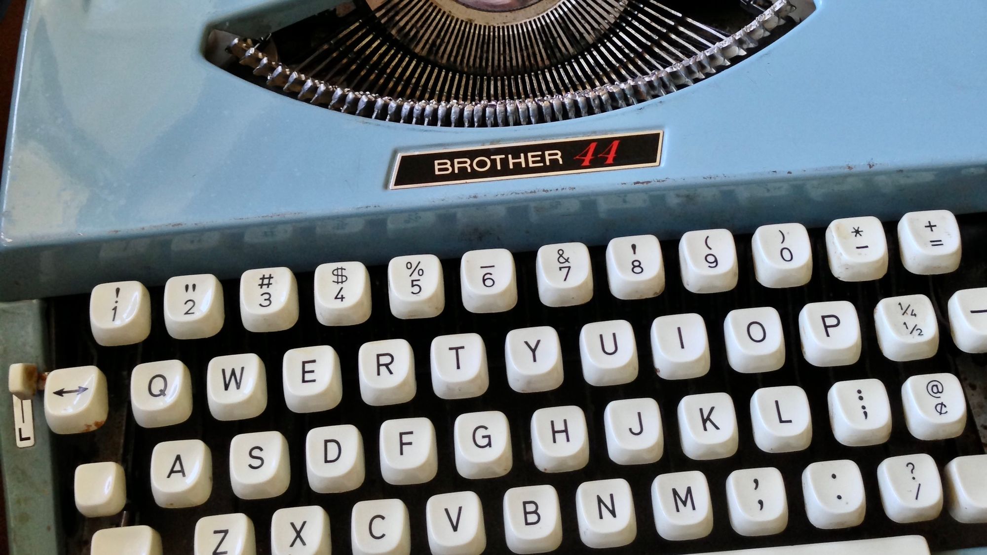 Close-up image of the keyboard on an older Brother manual typewriter
